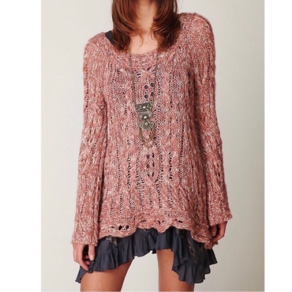 Free People Sweaters - Free People Marled Cable Knit Oversized Tunic Sweater